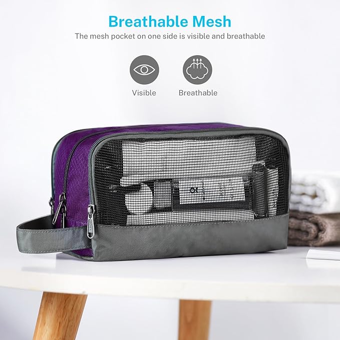 Gonex Travel Toiletry Bag Nylon, Shaving Bag Toiletry Organizer Deep Purple