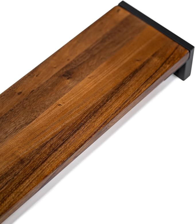 Dual Monitor Stand Riser for Desk ??40??Wide Walnut Solid Wood Desk Riser with Metal U-Legs, Scratch-Resistant, Hassle-Free Assembly