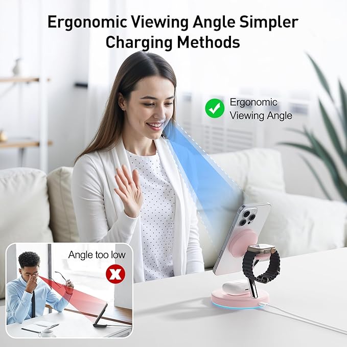 New 3 in 1 Charging Station for Apple Compatible with Magsafe Charger Stand for iPhone 17 16 15 14 13 12 Wireless Charging Station for AirPods Wireless Charger for iWatch Series