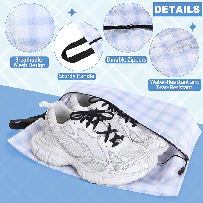 6 Pcs Travel Shoe Bags with Zipper Nylon Portable Waterproof Suitcase Shoe Organizer Packing for Golf(L,Fresh Color)