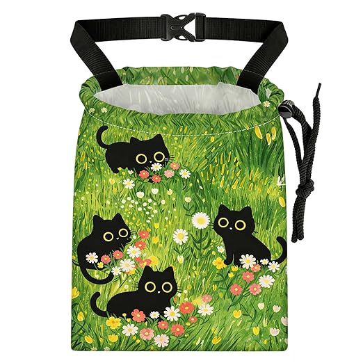 Cute Black Cat Car Trash Bag - Waterproof Car Trash Bag Hanging Leakproof Car Garbage Bag - Washable Reusable Trash Bag for Car Interior Hanging Organizer Storage Vehicle Travelling Camping