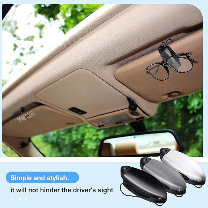 Frienda 5 Pcs Auto Car Vehicle Sun Visor Clip Holder Sunglasses Holder for Eyeglasses Mount Ticket Card Clip for Car Accessories (Black,Gray,Silver)