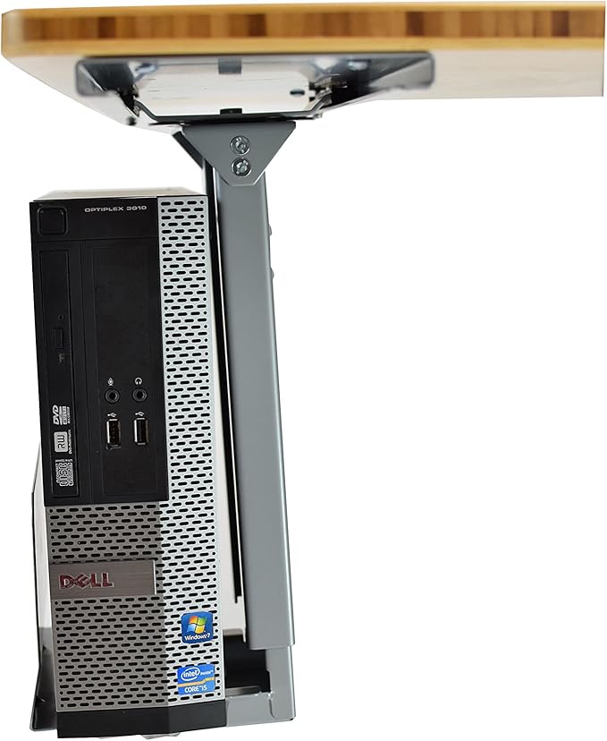 Uncaged Ergonomics CPU1 Adjustable Under Desk Computer Mount, 360??Swivel Steel CPU Holder PC Holder Under Desk Mount PC Tower Stand for Office