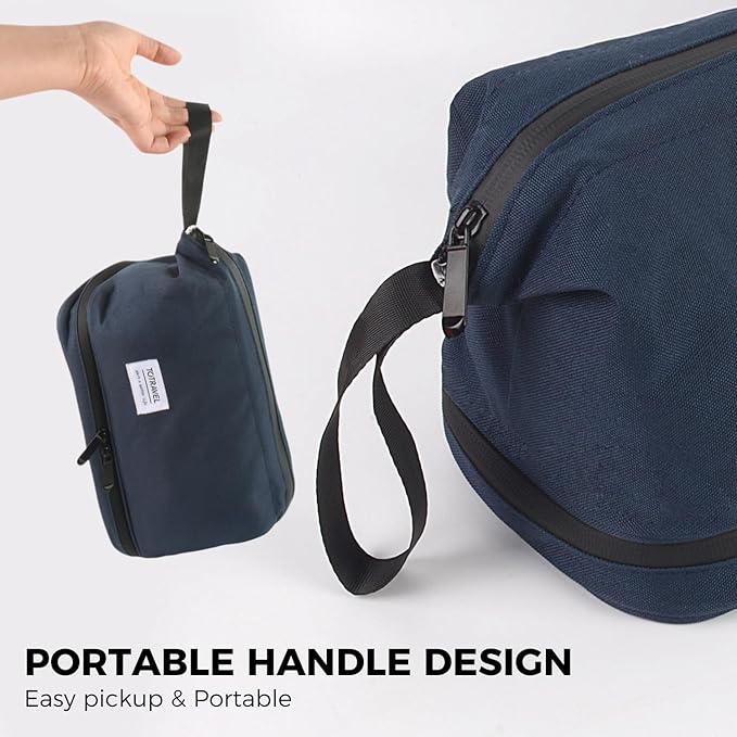 SINLAND Travel Toiletry Bag Water-resistant with Hanging Hook for Mens Large Packing with Waterproof Wet/Dry Compartment Travel Shower Bags Travel Toiletry Organizer Dopp Kit Shaving Bag