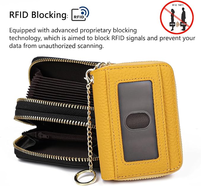 imeetu Rfid Credit Card Holder,Genuine Leather Businese Card Case,Rfid Blocking Wallet for Women & Men