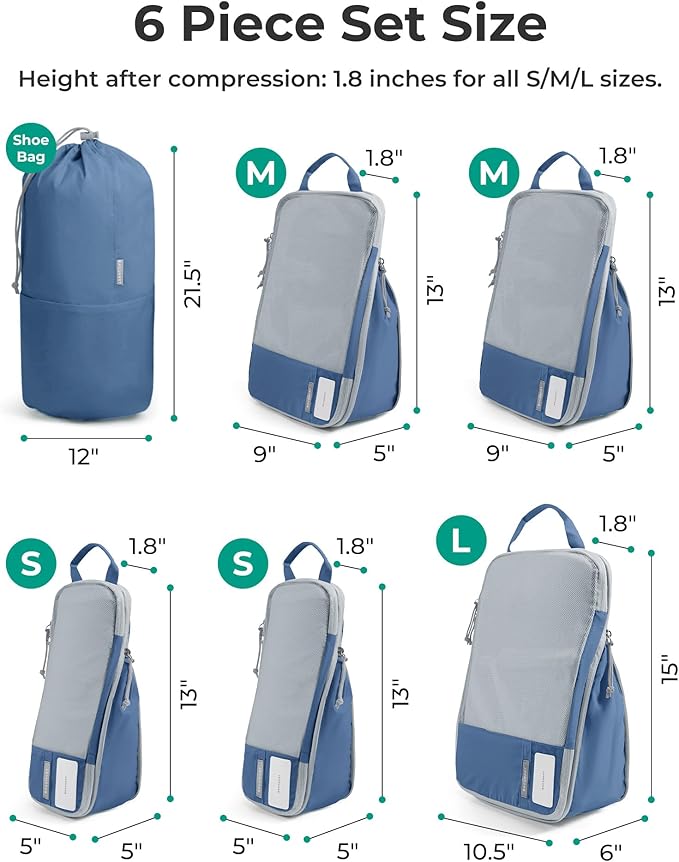 BAGSMART 6 Set /4 Set/2 Set Compression Packing Cubes for Travel, Lightweight Luggage Organizer Bags, Durable Space Saver Bags Travel Essentials