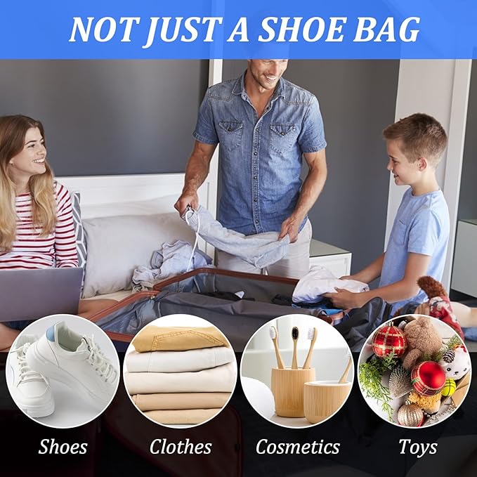 Tyqour 2 Pack Shoe Travel Bag Travel Shoe Bags for Storage Reusable Shoe Bags for Travel with Zipper Travel Essentials Women for and Men Shoe Bag for Gym Sport(2 Size)