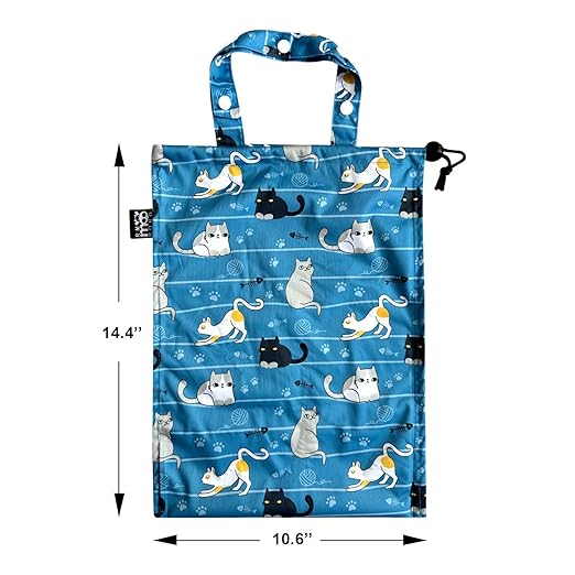 Cute Hanging Car Trash Garbage Bag 100% Leakproof Waterproof Multipurpose for Car Back Front Seat Console with Hanging Strap (Cats Play)