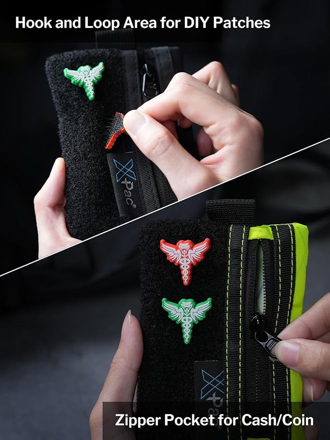 VIPERADE VE15 Small EDC Pouch, Pocket Organizer, EDC Pocket Pouch with DIY Patches Area, EDC Pocket Organizer Wallet for Cards, Small Tool Pouch for EDC Gears