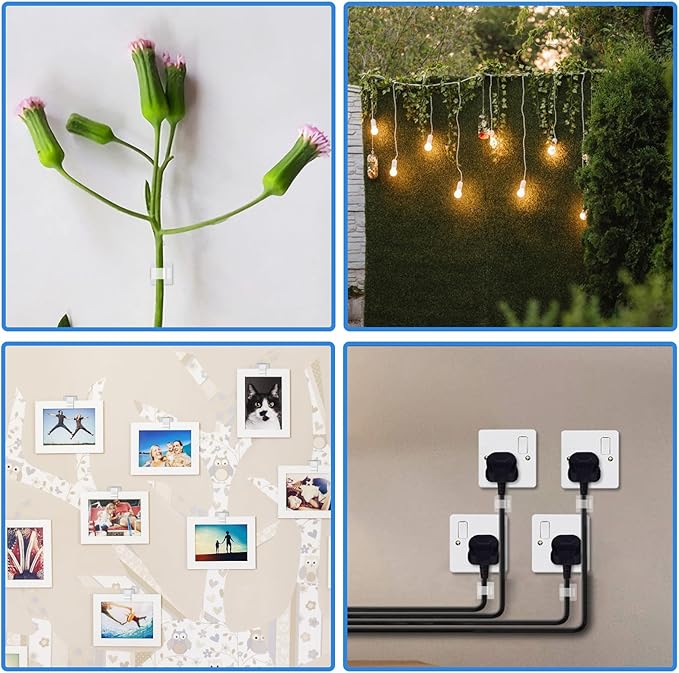 PETKNOWS 80 PCS Adhesive Cable Clips Christmas Clear Light Strip Mounting Clips Led Light Wire Holder Cable Clamp Organizer for Desk Outdoor Wall Cable