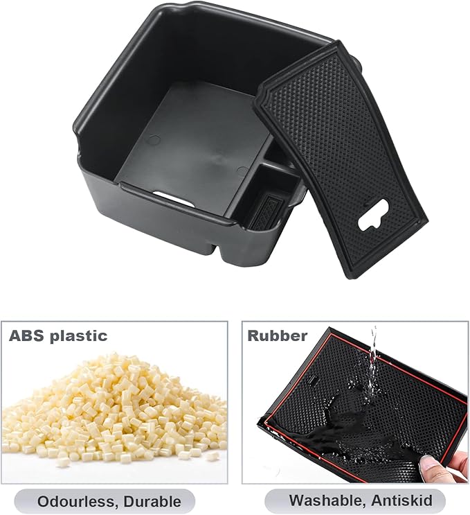 SKTU for 2022 2023 2024 2025 2026 Volkswagen Taos Center Console Organizer 2022 2023 2024 2025 2026 VW Taos Accessories Insert ABS Black Materials Tray Armrest Secondary Storage Box