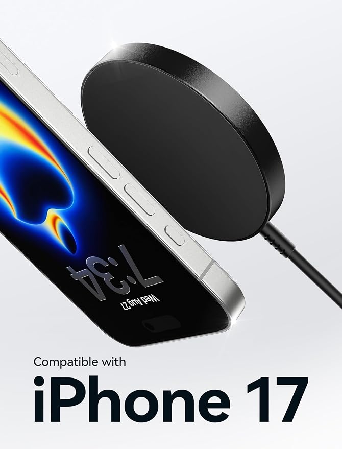 for iPhone 17 MagSafe Charger 2-Pack, JSAUX 15W Magnetic Wireless Charger for MagSafe Charger, iPhone 17e/17 Air Pro Max/16/15/14/13/12 Series/Airpods, Mag Wireless Charging Pad-Black