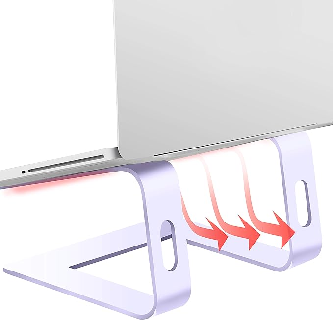 Orionstar Ergonomic Laptop Stand, Premium 5mm Aluminum Riser for 10-15.6 Inch Notebook Computer, Tool-Free Detachable Elevator Holder for Desk Office, Sturdy Riser for Eye-Level Neck Relief (Purple)