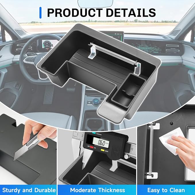 SXCY for 2025 2026 VW Tiguan Center Console Organizer for 2025 2026 Volkswagen Tiguan Accessories for 2025 2026 VW Tiguan Front Console Tray 2025 2026 Tiguan Console Organizer