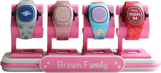 Customizable MagicBand Charging Station Compatible with Disney’s MagicBand+ (White & Green, 5 Band Holder)