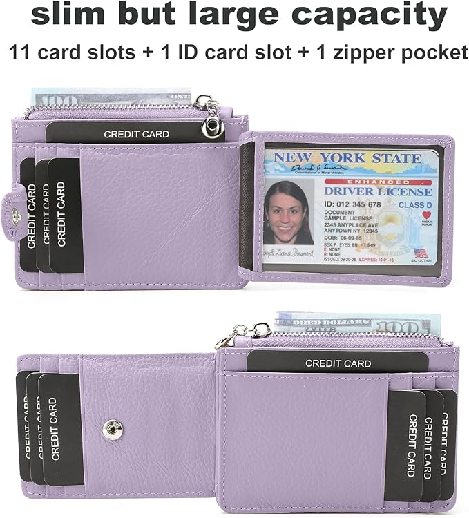 Slim Wallet for Women Genuine Leather Card Holder Thin Womens RFID Blocking Small Wallets
