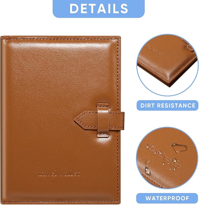 Passport Holder for Travel Essentials, Passport Wallet Cover Card holder Case for Travel Must Haves Accessories, Passport Book Holders for Women and Men, Brown