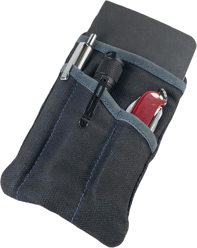 Hide & Drink, Multi-Tool Pocket Pouch, Compact Multipurpose EDC Zippered Bag, Mini Camping Tool Case, Waxed Canvas, Knife Holster, Handmade Slim Organizer