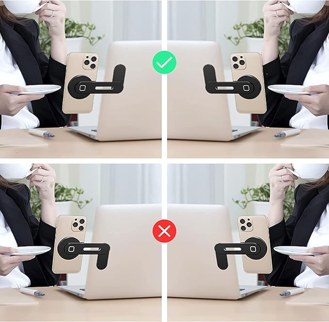 Aporia - Compatible with MagSafe iPhone +12 Side Mount Holder for Laptop Computer EV Monitor Extender Magnetic Arm for Dual Screen (Black - MagSafe)