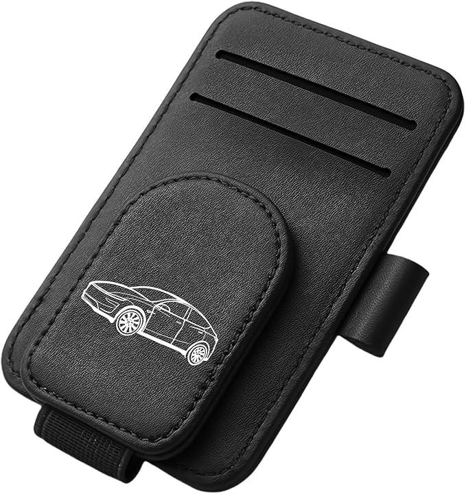 Model Y Sunglass Holder Clip Compatible with Tesla Model Y Juniper Interior Accessories Organizer Eyeglass Hanger Visor Ticket Card Decor Sunglasses Holders Part De Decorations (Black)
