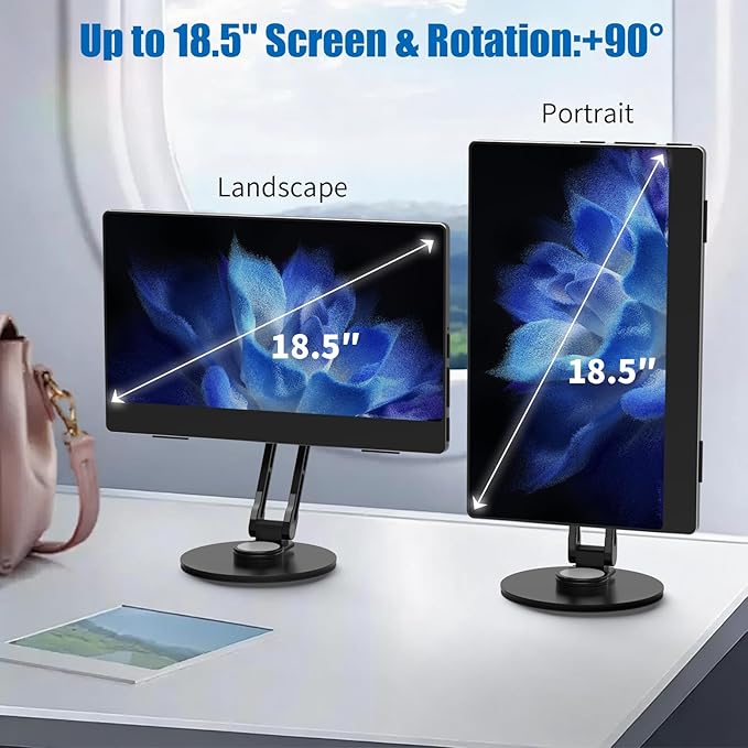 Portable Monitor Stand VESA Mount, Tilt & Rotation Joints Use Metal Hinges, Foldable Aluminum Desk Mount for 13-18.5 Inch & up to 5.5 lbs Small Monitors, Suitable for Home Office Travel (Black)