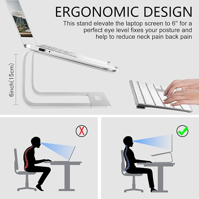 Urmust Laptop Stand for Desk - Ergonomic Computer Stand Riser Holder for MacBook Air Pro, Dell, HP, Lenovo, Samsung, Alienware Laptops 11-15.6" (Black, Up to 15.6" Laptop)