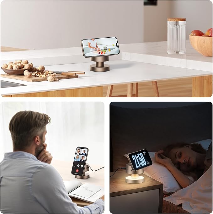 4 in 1 Magnetic Wireless Charging Station,15W Fast Charging with Night Light for MagSafe Charger Stand,3 in 1 Wireless Charger for iPhone 17/16/15/14/13 Pro Max,Apple Watch & AirPods,Sand Gold