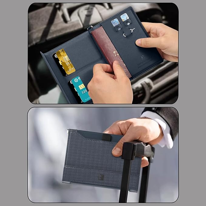 Passport Holder for Travel Essentials, RFID Blocking PU Leather Passport Wallet Cover Card holder Case Passport Book Holders for Women and Men, Dark Blue