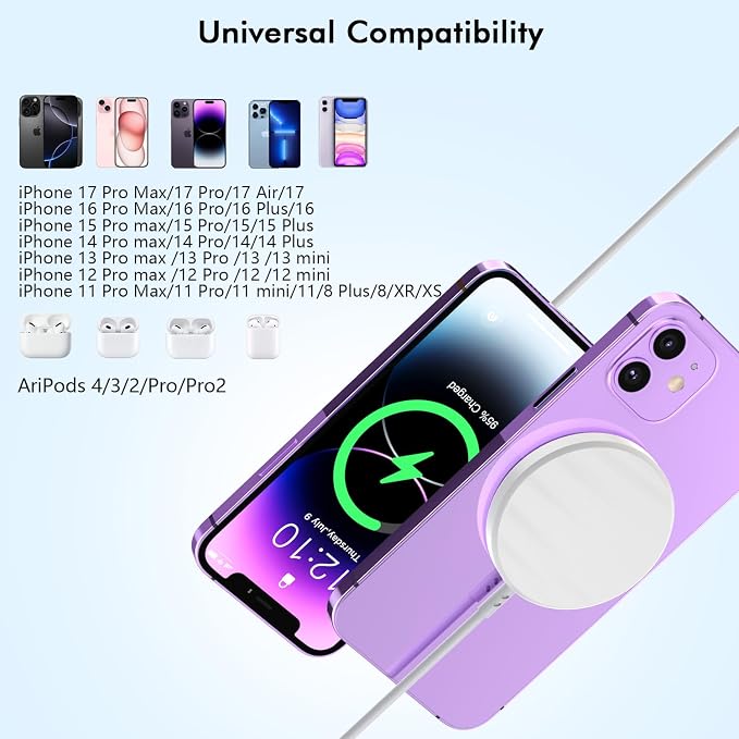 Magnetic iPhone Wireless Charger, 3FT Fast Charging Apple Mag Safe Charger Wireless Charging Pad for iPhone Air/17 Pro Max/16 Pro/16 Plus/15 Pro/14/13/12/11/AirPods 3/Pro 3/2 Phone Mag safe Charge Pad