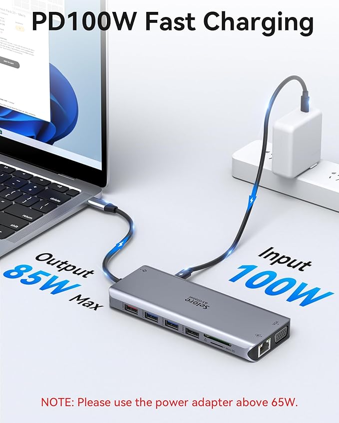 Selore USB C Docking Station Dual Monitor,Laptop Docking Station,14 in 1 Docking Station 3 Monitors with 2 HDMI,VGA,10G USB A/C,100W PD,6 USB A/C Ports,USB C Hub Multiport Adapter for Windows Laptops