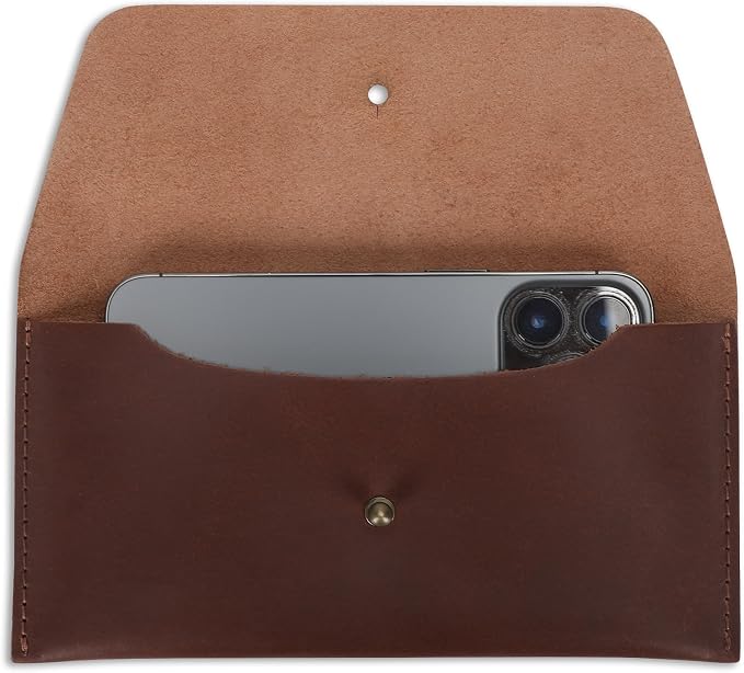 Long Utility Pouch Leather Stylish Wallet for Carrying and Storing Cash Reusable Budget Organizer for Men Women Retro Clutch Wallet Handmade Travel Currency Pouch Cash Envelope Bag (Tan)