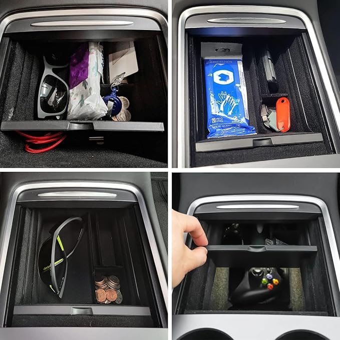 JOJOMARK Center Console Organizer Tray fits for Tesla Model 3/Y Accessories 2020 2021 2022 2023（Fit Tesla Model 3/Y cover close by sliding）