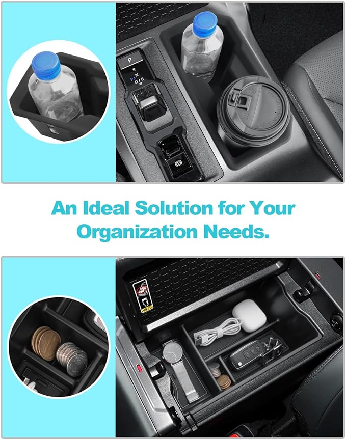 CDEFG 2Pcs for 2026 Toyota RAV4 Center Console Organizer for 2026 Toyota RAV4/ 2026 Toyota RAV4 Hybrid Accessories Middle Console Organizer Armrest Storage Box & Cup Holder