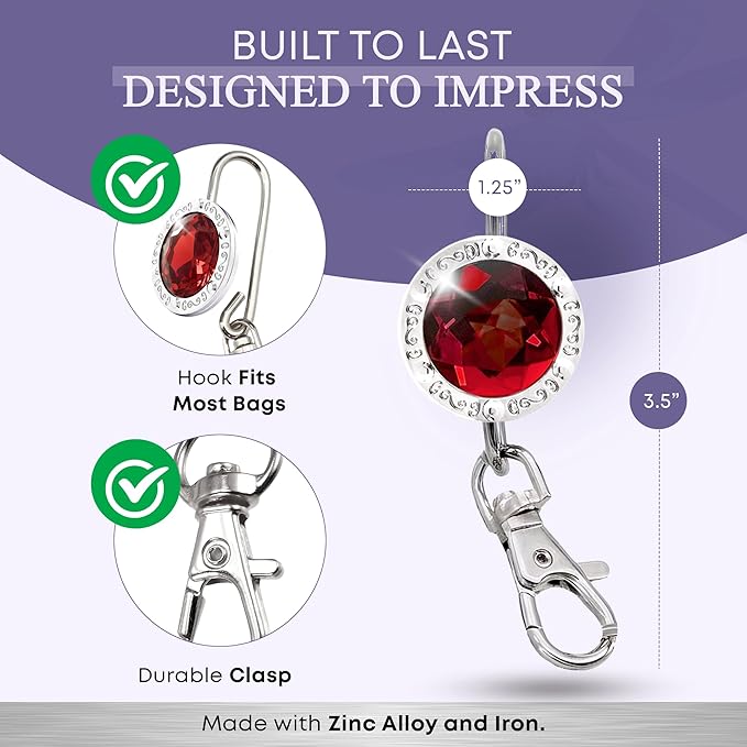 Women’s Bag Charm Key Finder, Car Keychain Hook, Cute Purse Organizer & Tote Bag Accessories, Gifts for Mom - Gems