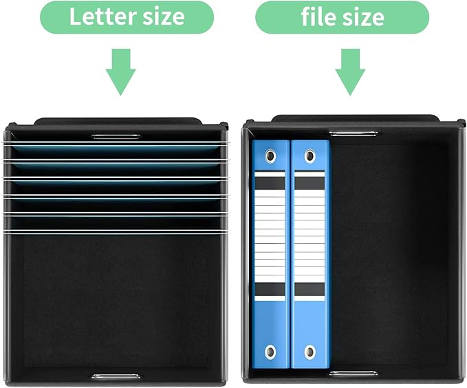 File Organizer Box with Lid, Collapsible File Folder Organizer for Office Document Storage, Filing Box with Plastic Slide for Letter Size Hanging File Folders(1 Pack, Light Green)