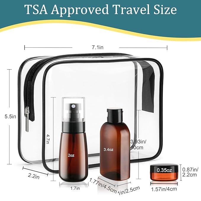 Cosywell Travel Bottles for Toiletries 9PCS Plastic Squeeze Bottles TSA Approved Travel Size Containers Leakproof Plastic Cream Jars Refillable Cream Lotion Travel Essential Toiletries
