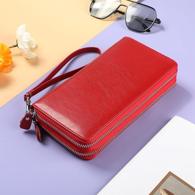 Lavemi Small Compact Women Wallet RFID Blocking Genuine Leather Bifold Purse with ID Windows