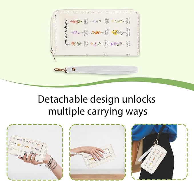 Christian Gifts Womens Wallet - Small Slim PU Leather Wallet for Women with Zipper Coin Purse, Credit Card Holder Wallets, Wristlet Wallets for Female Ladies Girls (Inspire Religion Gift)
