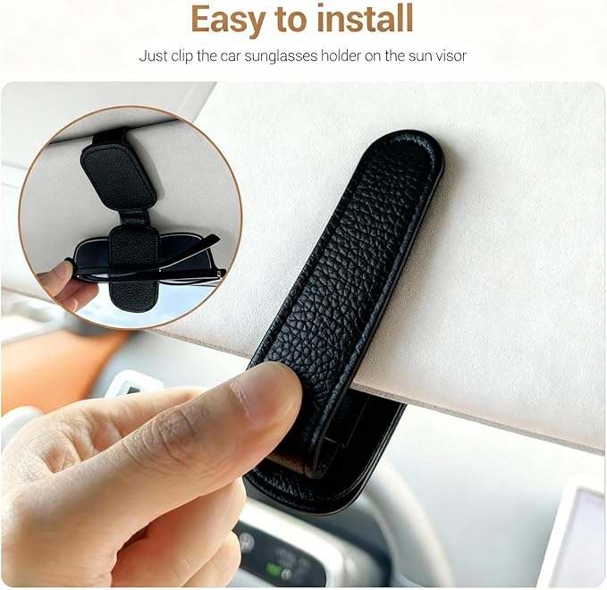 Sunglass Holder for Car, Universal Magnetic Glasses Holder Visor Sunglass Clip Visor Clips, Car Visor Organizer Accessories for Men and Women (1, Black)