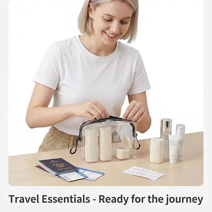 5pcs Travel Cream Dispenser Bottles Set Travel Bottles Toiletry Containers Set, TSA Approved, Travel Essentials