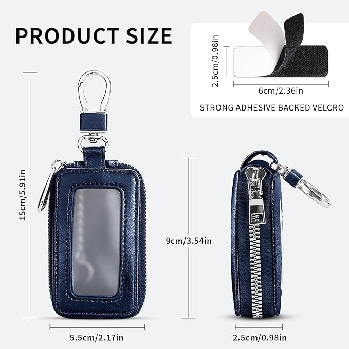vvag Premium Car Key Fob Case Genuine Leather Car Smart Key fob Holder Car Remote Keychain Bag Universal