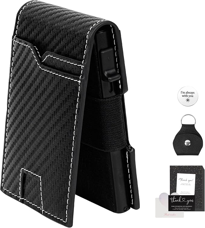 Mens Wallet Slim - Personalized Wallet for Men Rfid Blocking Smart Wallet with Engraved Accessory & AirTag Leather Sheath, Minimalist Credit/ID Cards Passport Holder Wallet