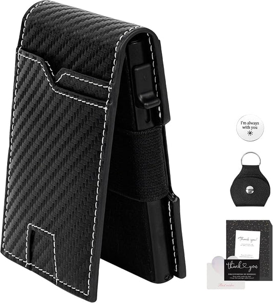 Mens Wallet Slim - Personalized Wallet for Men Rfid Blocking Smart Wallet with Engraved Accessory & AirTag Leather Sheath, Minimalist Credit/ID Cards Passport Holder Wallet