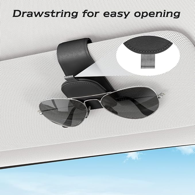 Sotfamily Sunglass Holder for Car Visor, Suede Cloth Magnetic Sunglass Organizer for Car Accessories, 2 Packs, Black