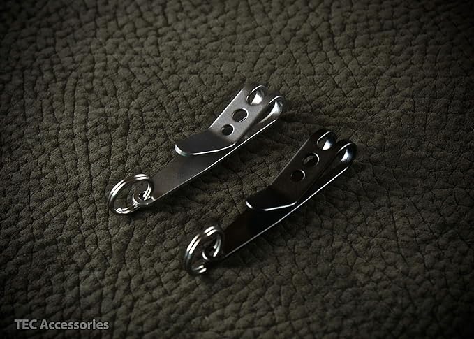 TEC Accessories - P-7 Suspension Clip - Stainless Spring Steel, Black Diamond Finish - Everyday Carry - Keychain Accessory