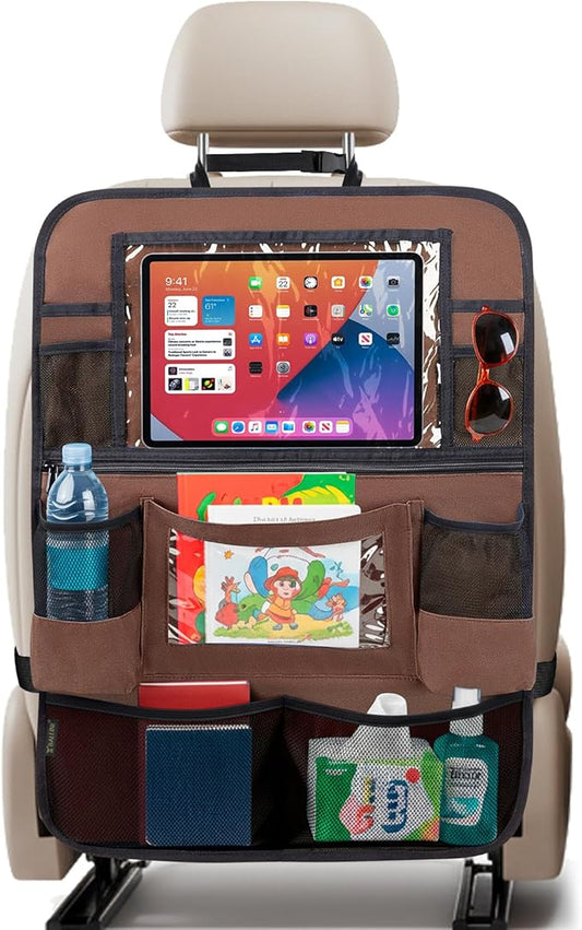 BALEINE Backseat Car Organizer, Back Seat Car Organizers and Storage, Kick Mats Back Seat Protector, Travel Accessories for Most Automotive (1 Pack, Mocha)