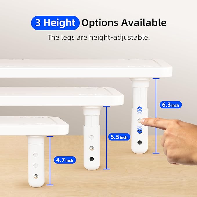 AFOOYO Dual Monitor Stand For Desk,31 Inch Adjustable Wood Computer Riser Desktop Storage Stand For Computer,Laptop,Printer,TV,White Scroll