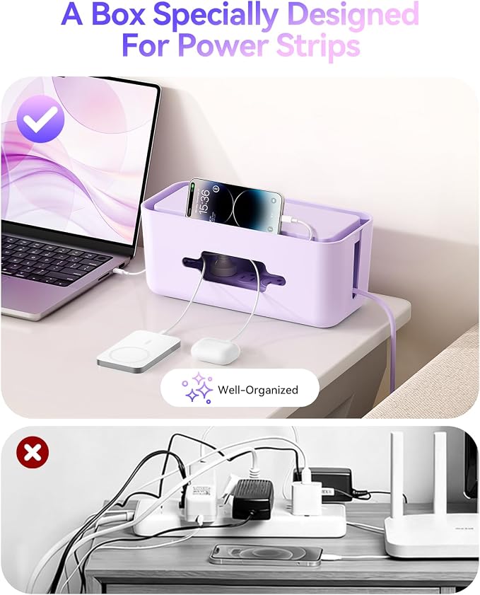 ORICO Cable Management Box, Cord Hider Box to Conceal Power Strips on Desk or Floor, Keeping Cords Tidy and Protected from Damage, Stylish Cable Organizers for Home, Office, School - PB01