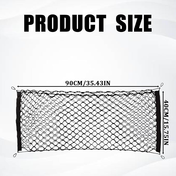 Car Cargo Nets Trunk Organizer, Adjustable Elastic Storage Mesh Double Layer with Hooks, Rear Cargo Net Accessories for Cars Trucks SUVs, Stretchable Heavy Duty Vehicle Organizer 35.4 x 15.7 Inch