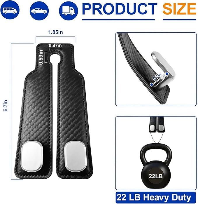 4 Pack Leather Purse Hook for Car, Car Seat Hooks for Headrest, Car Seat Back Storage Hook for Purses and Bags, Universal Back Seat Holder for Grocery Bag, Black